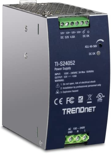 TRENDnet 240W, 52V DC, 4.61A AC to DC DIN-Rail Power Supply, TI-S24052