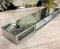 Signature Crystal Estante de pared con espejo con cajón, tocador decorativo de diamante triturado con espejo plateado, vitrina flotante de diamantes de cristal, hermoso juego de TV brillante,