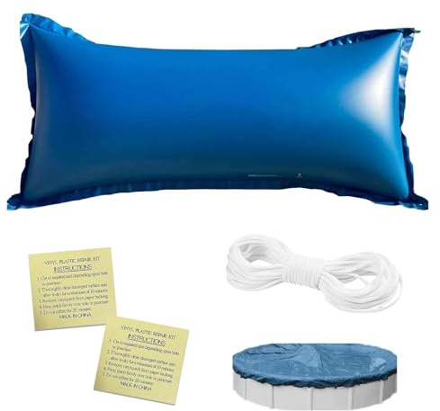 Almohada de piscina, cojín de aire de piscina de invierno con rodillos de cuerda de 120 x 240 cm, accesorio de piscina perfecto para la cubierta de la piscina en invierno y por mal tiempo