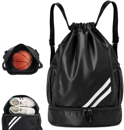 Homshsjhkis Sacca Sportiva, Zaino Palestra Uomo, Zainetto, Sacca Impermeabile con Compartimento Scarpe Separato, Borse Sportive Unisex, Sacchetto Sportivo con Tasche Rete per Basket, Calcio e Nuoto