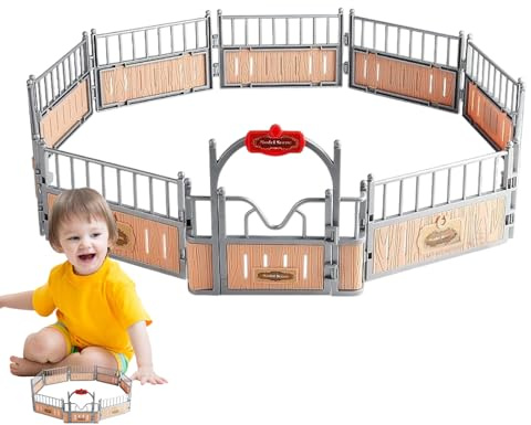 Häststall-lekset – 12 realistiska djurfigurer, stallstaketkollektion | Fantasifullt modell-hästgård set för flickor och inomhus, utomhus, påsk, födelsedag, barnens dag, par