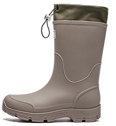 Botas de goma para hombre Mid Calf antideslizantes, impermeables, de goma con suela gruesa, resistentes a la abrasión, zapatos de senderismo para camping, zapatos de uso diario, 03 gris., 42 EU