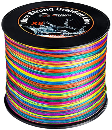 RUNCL Braided Fishing Line, 8 Strand Abrasion Resistant Fishing Line Braid, Super Durable, Smooth Casting, Zero Stretch, Smaller Diameter, Hi Vis, 328-1093 Yards, 12-100LB(40LB,1093yds)