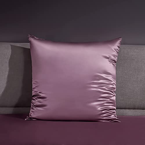 THXSILK 22 Momme Seide Kissenbezug Kissenhülle - Maulbeerseide Kissenbezüge - Hypoallergen mit Reißverschluss Seide Kopfkissenbezug - Pure Seide auf Beide Seiten - Licht Lila 80x80cm