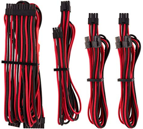Corsair Kit de démarrage de câbles pour alimentation de type 4 Gen 4 à gainage individuel - Rouge/noir - CP-8920219