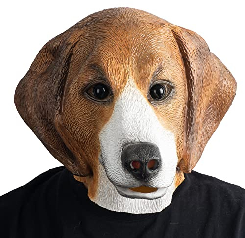 Creepy Party Maschera Beagles Cani in lattice con testa intera e realistica, per Halloween, carnevale, feste in costume