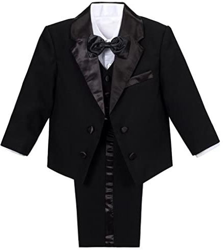 Lito Angels Smoking Completo Elegante per Bimbo Bambino, Set 5 Pezzi (Giacca, Gilet, Camicia, Papillon e Pantaloni) Taglia 2-3 Anni Nero