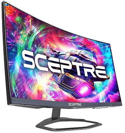 Sceptre Curved 24.5-inch Gaming Monitor up to 240Hz 1080p R1500 1ms DisplayPort x2 HDMI x2 Blue Light Shift Build-in Speakers, Machine Black 2023 (C255B-FWT240)