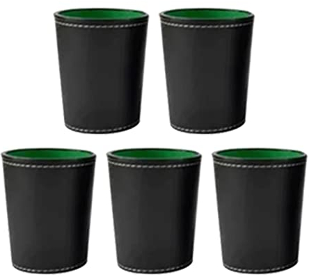 Dilwe Würfelbecher, 5-teiliges PU-Leder-Würfel-Schüttelbecher-Kit mit 20 Punktwürfeln für die Bar zu Hause