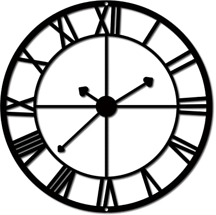 CREATCABIN Orologio Parete In Metallo Decorazione Artistica Parete Nera Insegne Parete In Ferro Appendere Ornamento Scultura Balcone Giardino Casa Soggiorno Cucina Camera Letto Regali per Ufficio 30cm