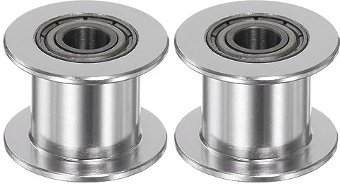 sourcing map 2pcs 2GT Idler Pulley 5mm Bore 18mm Dia. Aluminum Timing Belt Toothless for 11mm Width Belt 3D Printer CNC Machine Accessories, Silver Tone