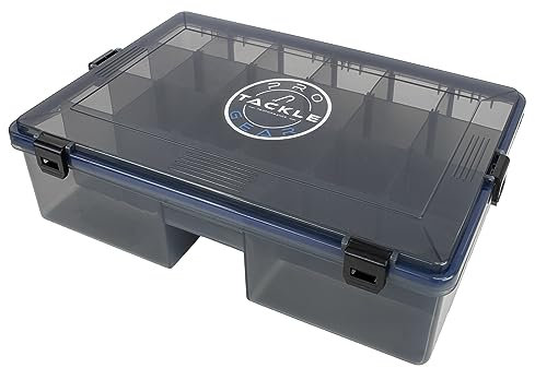 Pro Tackle Lure Box Shallow Köderbox Kunstköderbox Angelbox Tacklebox, grau, wasserdicht (Deep - 35,5 x 23 x 9,2 cm)