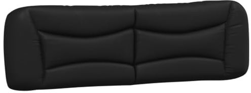 vidaXL Kopfteil Kissen, Kopfteilkissen für Schlafzimmer, Rückenkissen Bett mit Reißverschluss, Kopfpolster Bettkissen, Schwarz 180cm Kunstleder