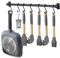 Black Aluminium Wall Mounted Utensil Rack with Movable S Hooks – Heavy Duty Kitchen Rail for Hanging Pots, Pans, Cups, Towels & Utensils – Space Saving Storage Organiser for Kitchen & Bathroom (50cm)