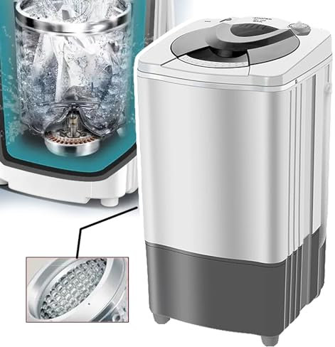 WhAeoy Tragbarer Wäschetrockner, Schleudermaschine, Innenzylinder Aus Edelstahl + Blaues Licht + Energieeinsparung + Bequeme Bedienung, Für Camping-Wohnungskleidung,A