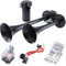 KBIBCK Hupe Luft Horn Kit, 150db Laut Kompressor Fanfare, Lufthorn Drucklufthorn auto Horn mit Kompressor, Drucklufthorn Kit, Air Horn Kit für 12V PKW LKW Booten Motorrädern (Doppelrohr Schwarz)