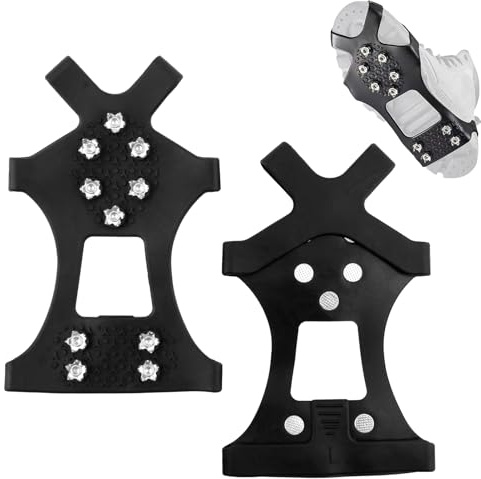 Crampons, Griffes à Crampon avec 10 Dents, Crampon Anti Glisse pour Chaussure, Poids léger Clous Neige Grips Crampons, Crampons Antidérapants pour la Marche Randonnée Alpinisme en Hiver Pêche, L