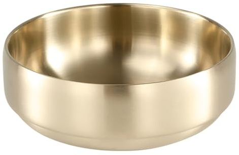 SANQIAHOME 47oz/1400ml Quality Double-Walled Stainless Steel Large Salad Bowl,Heat-Insulated and Anti-Scald Large-Capacity Soup Bowl,Gold