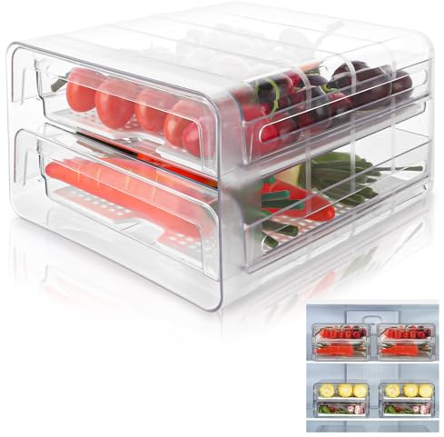 DAJAVE Kühlschrank Organizer Schublade Stapelbar und Wiederverwendbar Aufschnittboxen für Kühlschrank, fridge organizer mit schublade, Kühlschrankorganizer in Familienküche, Grillrestaurant Kein BPA