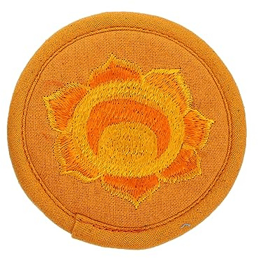 Abaodam Embroidered Sound Bowl Mat for Buddha Sound Bowl Accessories Lightweight Cotton Cloth in Orange Convenient to Store and Carry
