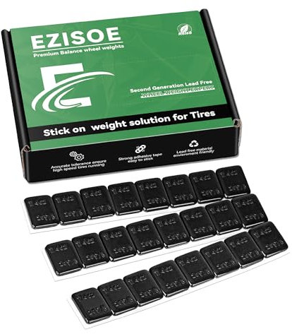EZISOE 240PCS Black Stick on Wheel Weights, 1/4oz 60OZ/Box 240PCS Lead Weights with 2mm Tear-Off Edge Adhesive Tape