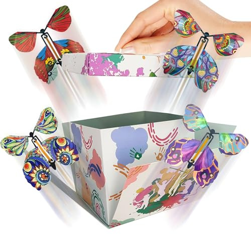 Caja de regalo de mariposa explosión, 15 x 14,8 x 12,5 cm, mariposas voladoras con caja, regalo sorpresa para el día de San Valentín, Navidad, Día de la Madre, cumpleaños