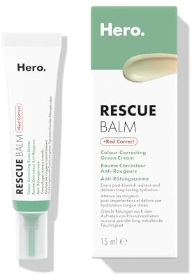 Hero Cosmetics - Rescue Balm Red Correct - Baume Correcteur Anti-Rougeurs - Atténue les rougeurs et marques laissées par lesboutons - 15 mL