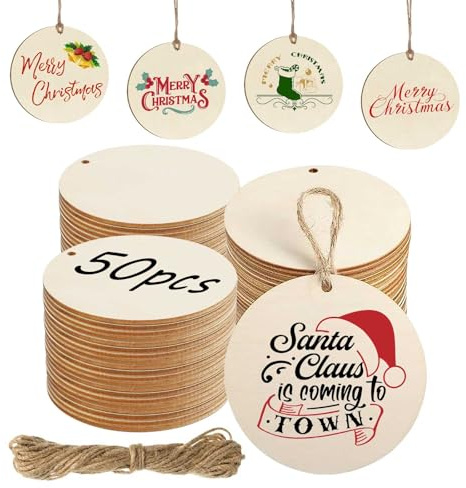 Discos de Madera,50 Piezas Circulos Madera Manualidades,Maderas para Manualidades,Adorno Bodas Decoracion Fiestas