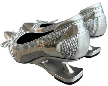 ZYAGH DéColleté Brillanti Vestito con Scarpa Singola Galleggiante a Bocca Bassa, con Tacco Alto e Punta Argentata, Primavera e Autunno per Donna(Silver,35)
