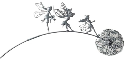 LSQCSN 3D Fairy Dandelion Stainless Steel Art Sculpture, 24.4in Garden Stake Ornament, Valentine’s & Easter Gift for Her Girlfriend Mom Wife, Outdoor Lawn Yard Patio Indoor Decor