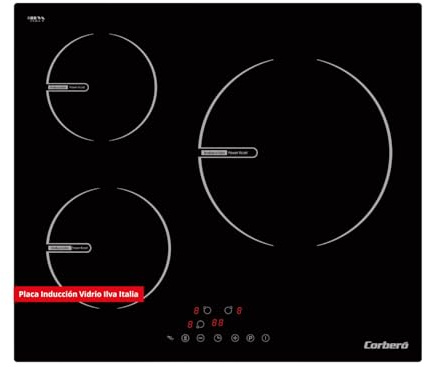 Corberó - Placa de Inducción | CCIG367 | 6680 W | 3 Zonas de Cocción | Extragrande 28 cm | Función Booster | Control Táctil | Negro