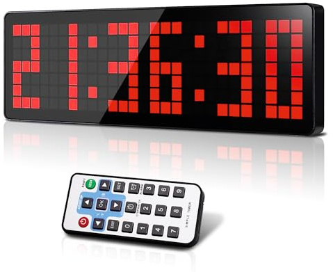 Manoive Temporizador de Gimnasio, 13.2 Reloj de Pared Digital, LED Gym Timer con Countdown & Up Cronometro, Sportivo Timer con Control Remoto para Casa Fitness Oficina Cocina