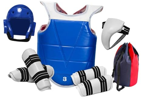 KiBcsLic Equipamiento Completo para Taekwondo, Karate Y Muay Thai, L