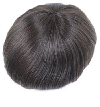 Uso Masculino Tupé for Hombre n.° 3, Sistema de reemplazo Cabello Humano Real marrón, 8 x 10 Pulgadas, monofilamento Piel sintética, postizos for Cabeza de Peluca