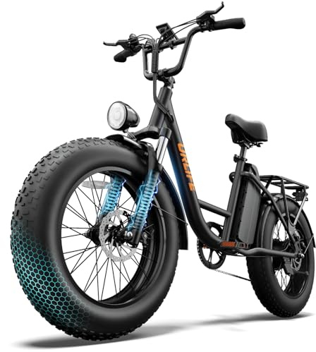 URLIFE Bicicletta Elettrica, 20 x 4.0 Fat Tire Ebike, Batteria Rimovibile da 48 V 15,6 Ah, Display LCD Colorato, 7 Velocità, Fino a 110 km, Bici Elettrica per Adulti (Nero)