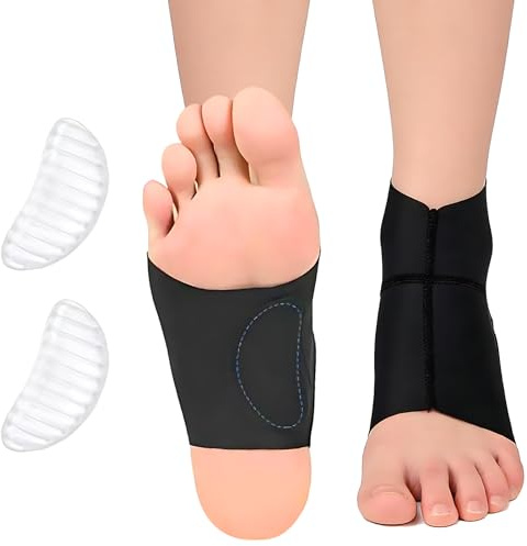 Protège Talon pour Épine Calcanéenne, 1 Paire Bandage Cheville avec Soutien Voûte Plantaire, Gel Pads pour Fasciite Plantaire, Douleur Pied, Maintien Cheville Homme Femme, Talonnette Amortissante
