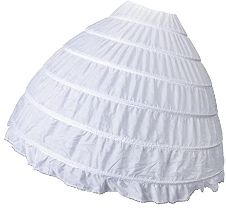 P Prettyia Damen Petticoat Reifrock Hochzeitskleid Krinoline Unterrock Einheitsgröße Weiß Polyester 6 Kreise 95 cm Hochzeit Ball Karneval Historische Rekonstitution Prinzessinnen-Kostüm