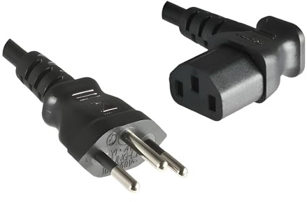 DINIC Stromkabel, Netzkabel für die Schweiz Typ J auf C13 (1,00m, Links gewinkelt)