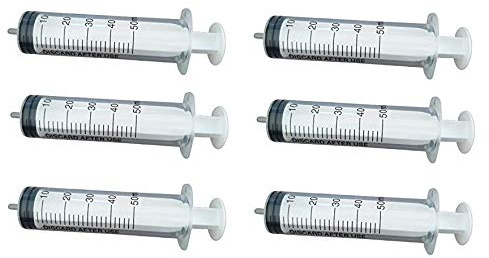 PintoMed Seringue Sans Aiguille, à usage unique, Stérile, 3 Pièces - 6 x 50 ml - Luer Slip - Pack de 6 unités