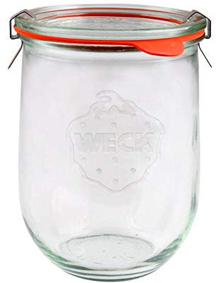 EcoBaker WECK 745 - Tarro de almacenamiento de tulipanes de 1062 ml, incluye tapa de cristal, sello y abrazaderas para masa madre, conserva, enlatado, yogur, kimchi, mermelada