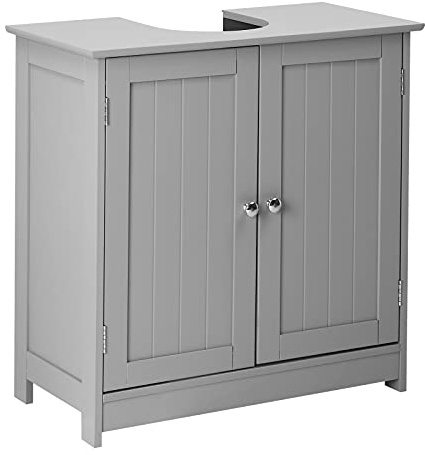Bonnlo Pedestal Under Sink Storage Bathroom Vanity with 2 Doors Traditional Bathroom Cabinet Space Saver Organizer 23 5/8 x 11 7/16 x 23 5/8 (L x W x H) (Grey)