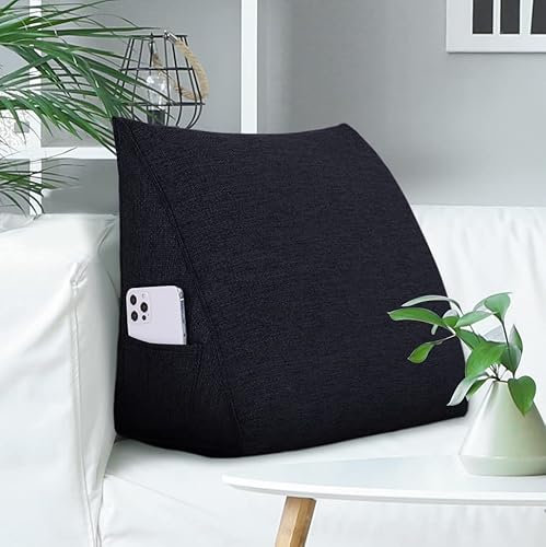 VERCART Sofakissen Groß Fest mit Bezug Polster Sofa Dreieck Gepolstert Ruecken Kissen für Couch Tagesbett, Rückenkissen für Bett zum Anlehnen Anthrazit 45x20x35cm
