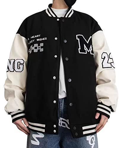Covisoty Baseballjacka Herr Varsityjacka Vintage Unisex Rock Broderi Biker Höstvinterjacka Vår Höst Vinter