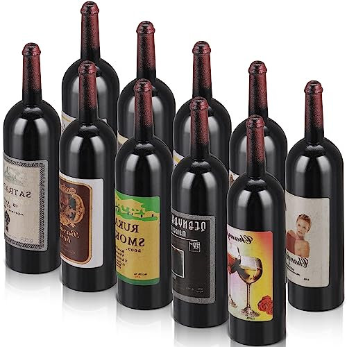 simarro Botellas de vino para casa de muñecas, botellas de champán, 10 botellas de vino tinto en miniatura, mini botellas de bebidas, modelo de ventana para decoraciones de casa de muñecas
