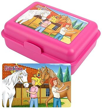 United Labels Bibi & Tina Brotdose mit Trennwand 17,5x12,8x6,9 cm, Pink, Lunchbox Pferde, Brotbox spülmaschinenfest