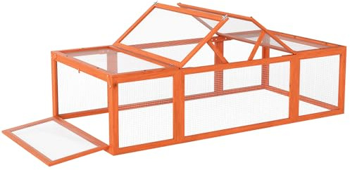 PawHut Conejera Exterior para Animales Pequeños 180x90x48 cm Natural