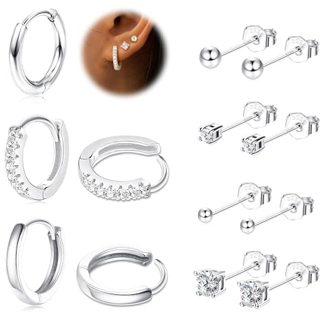 LOLIAS 925 Silber Huggie-Creolen Gold, 14K Vergoldete Ohrringe Set für Mehrere Ohrlöcher, Hypoallergene Damenstücke