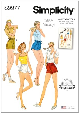 Simplicity SS9977A Vintage 1980's Misses' Shorts Sewing Pattern Packet, Design Code S9977, Sizes 6-8-10-12-14, Multicolor