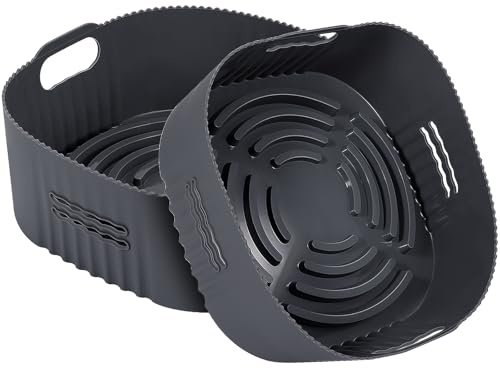 YINGRACE 22CM Accessori Friggitrice ad Aria in Silicone, 2PCS Quadrata Teglie Cestino Friggitrice ad Aria per Moulinex 6,5L EZ8018, Princess 6,5L, Riutilizzabile Invece di Carta Forno