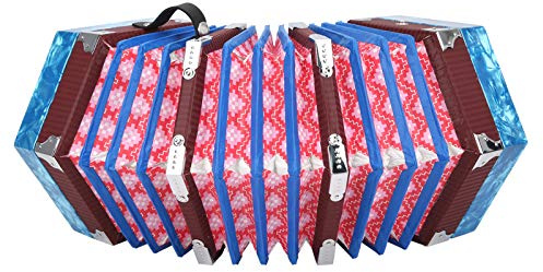 Concertina Accordion, Portable Concertina Instrument, Professional Concertina with Carrying Bag, for Adults Musical Instrument Supplies (Sky Blue)